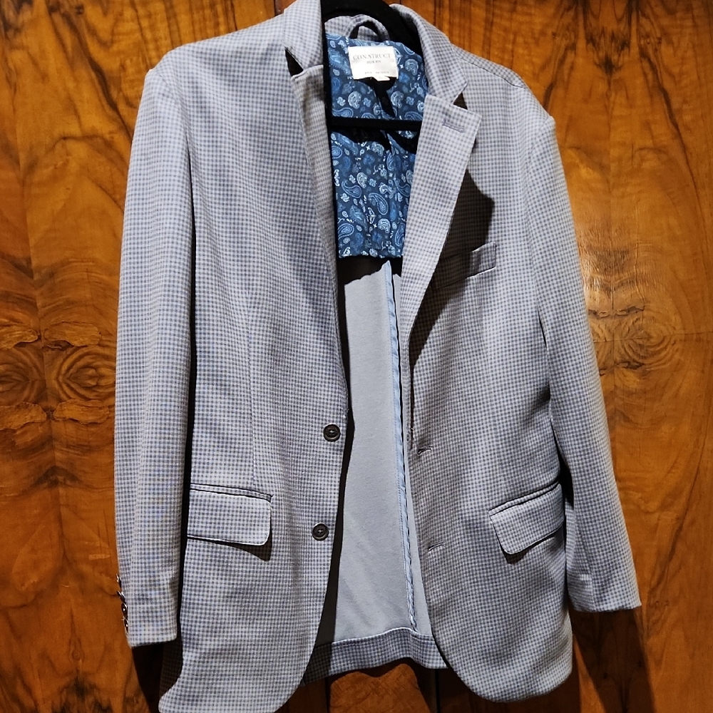 CON.STRUCT Light Gray Glen Plaid Blazer - Mens Size 40M